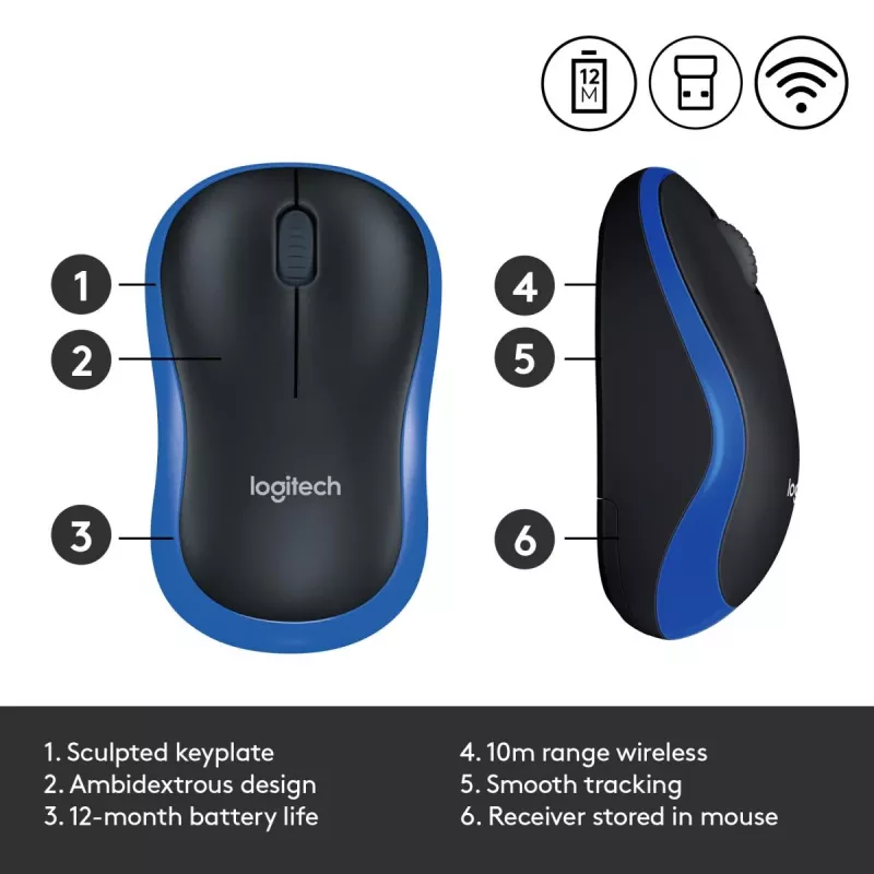 Logitech Wireless Mouse Blau 910-002239