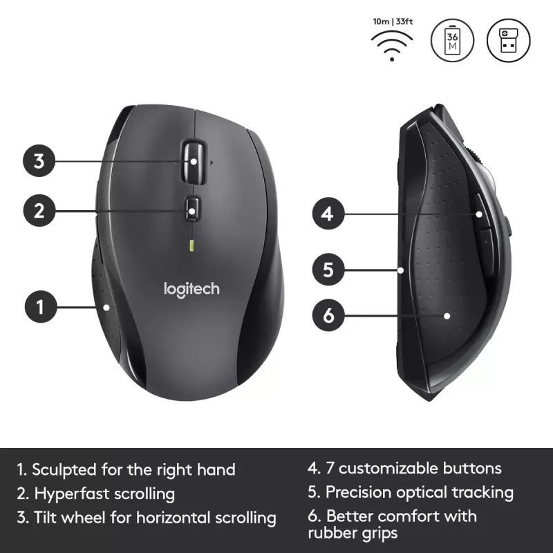 Mouse Logitech Marathon M705 RF Wireless