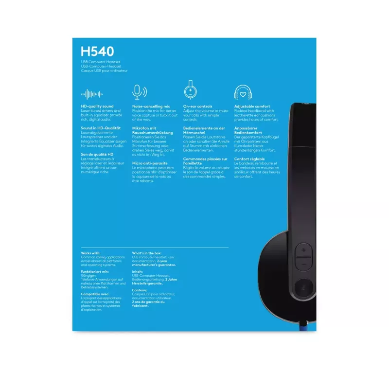 Headset Logitech H540 Eingebautes Mikrofon USB Typ-A Schwarz