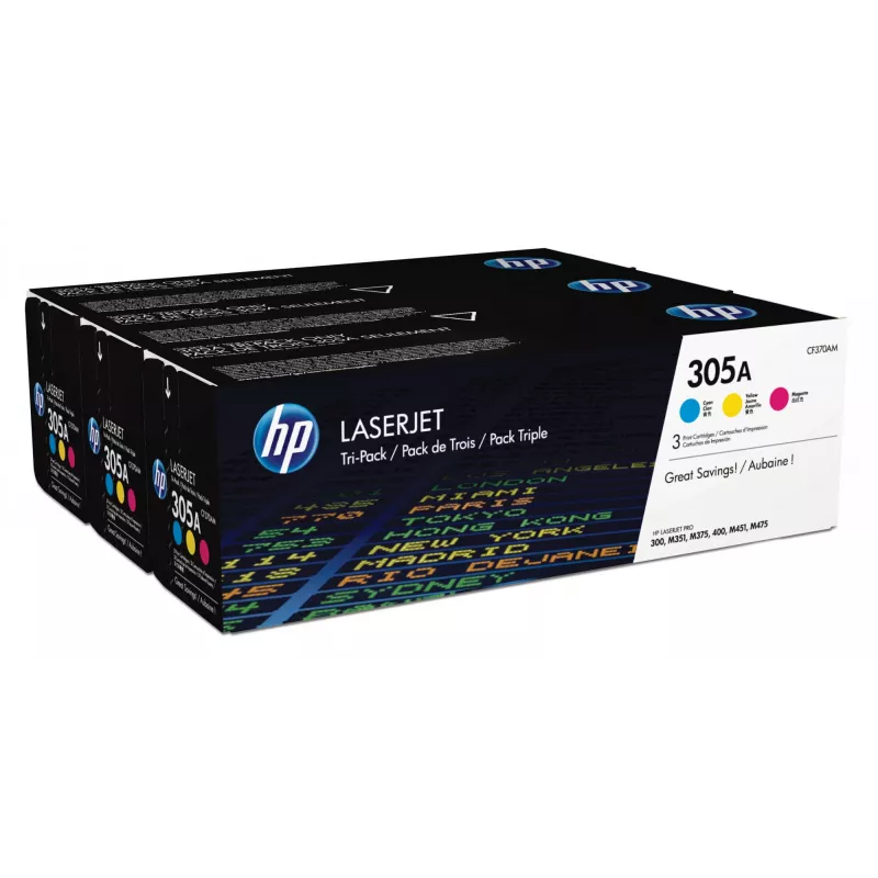 HP 305A 3er-Pack Cyan/Magenta/Gelb Original LaserJet Tonerkartuschen