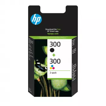 HP 300 2er-Pack Schwarz/Dreifarbig Original Tintenpatronen, Schwarz, Cyan, Magenta, Gelb, Pigmenttinte, Farbstofftinte, 2 Stück, 200 Seiten, 165 Seiten