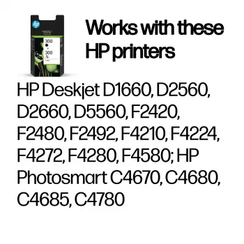 HP 300 2er-Pack Schwarz/Dreifarbig Original Tintenpatronen, Schwarz, Cyan, Magenta, Gelb, Pigmenttinte, Farbstofftinte, 2 Stück, 200 Seiten, 165 Seiten