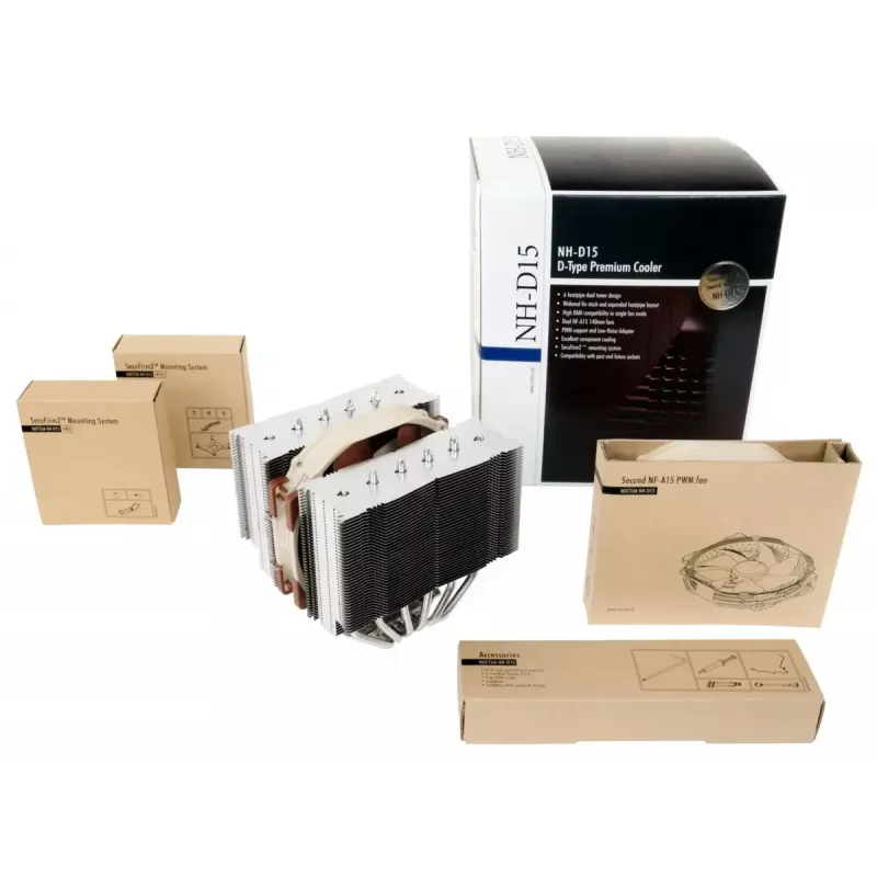Cooler Noctua NH-D15 14 cm Beige Braun Stahl 1500 U/min 140,2 m³/h