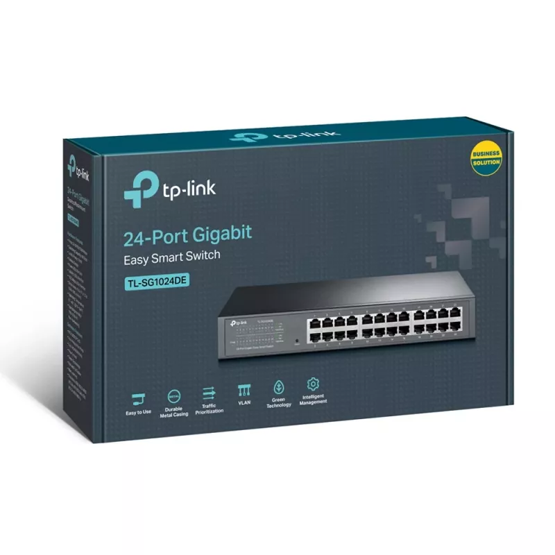 TP-Link 24-Port Gigabit Easy Smart Switch, Managed, L2, Gigabit Ethernet (10/100/1000), Rack-Montage, 1U