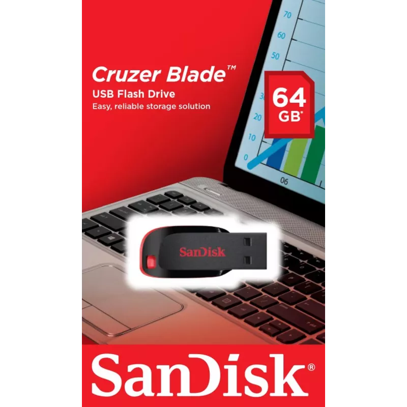 USB-Flash-Laufwerk SanDisk 64 GB USB Type-A 2.0 Cruzer Blade