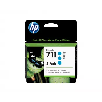 HP 711 3er-Pack 29 ml Cyan DesignJet Tintenpatronen, HP DesignJet T100, T120, T125, T130, T520, T525, T530 Druckerserie, Thermotintenstrahl, Cyan, Singapur, Malaysia, 114,8 mm, 45 mm