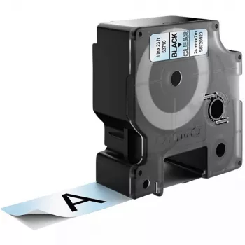 DYMO Authentic D1 Labels | 24mm x 7m Roll | Schwarz Print on Clear | Selbstklebende Etiketten für LabelManager Etikettendrucker