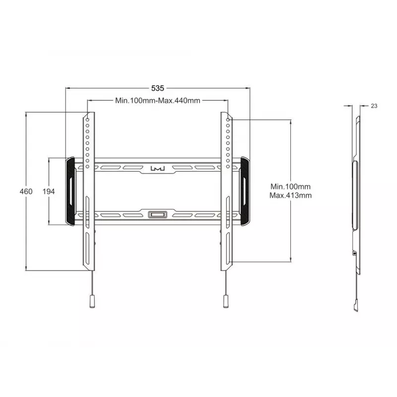 Multibrackets M Universal Wandhalterung Fest Mittel Schwarz