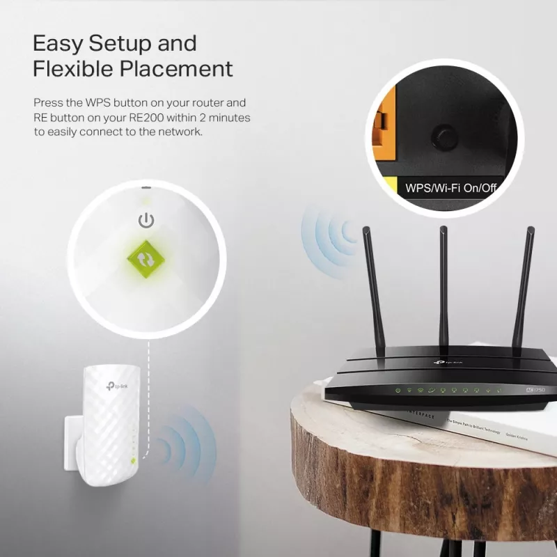 TP-Link RE200 Netzwerk-Extender Netzwerk-Repeater Weiß 10, 100 Mbit/s