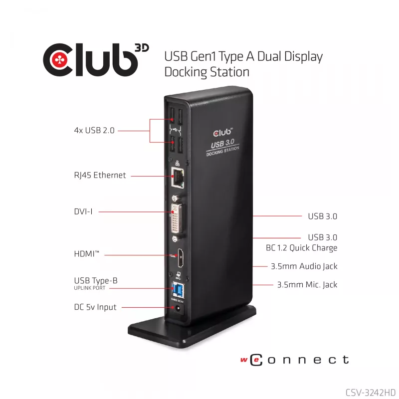 CLUB3D USB Gen1 Type A Dual Display (HDMI und DVI) DisplayLink™ Dockingstation