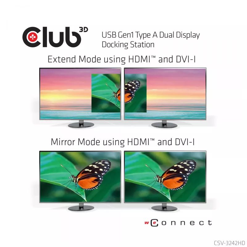 CLUB3D USB Gen1 Type A Dual Display (HDMI und DVI) DisplayLink™ Dockingstation