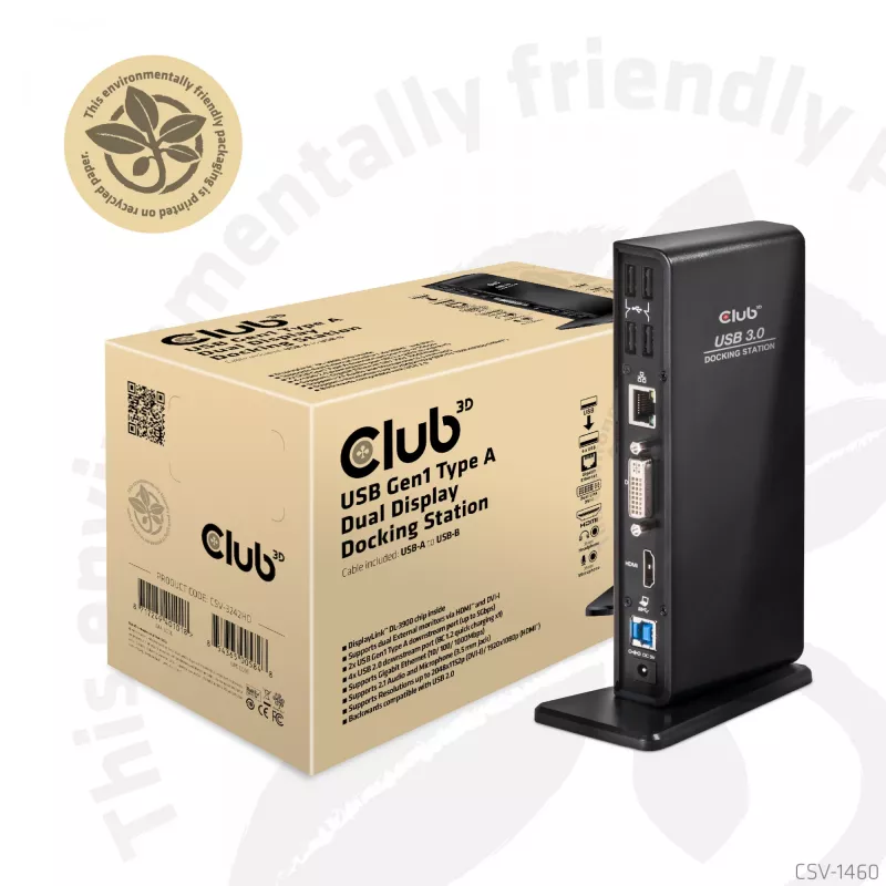 CLUB3D USB Gen1 Type A Dual Display (HDMI und DVI) DisplayLink™ Dockingstation