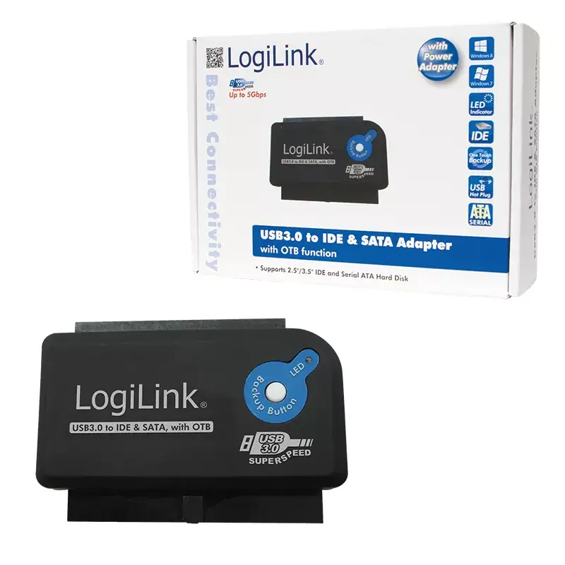 Kabeladapter LogiLink AU0028A USB 3.0 IDE SATA Schwarz
