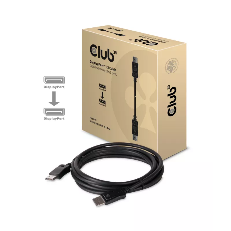 CLUB3D Displayport 1.2 Kabel M/M 3 Meter 4K60Hz 21.6Gbps