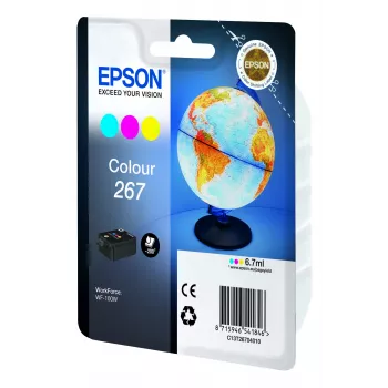 Epson Globe Einzelpackung Farbe 267 Tintenpatrone, Cyan, Magenta, Gelb, Pigmenttinte, 6,7 ml, 1 Stück, 200 Seiten