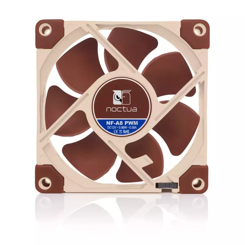 Gehäuselüfter Noctua NF-A8 PWM — 80 mm, 12 V, 450–2200 U/min, 55,5 m³/h, 17,7 dB, MTBF 150.000 h
