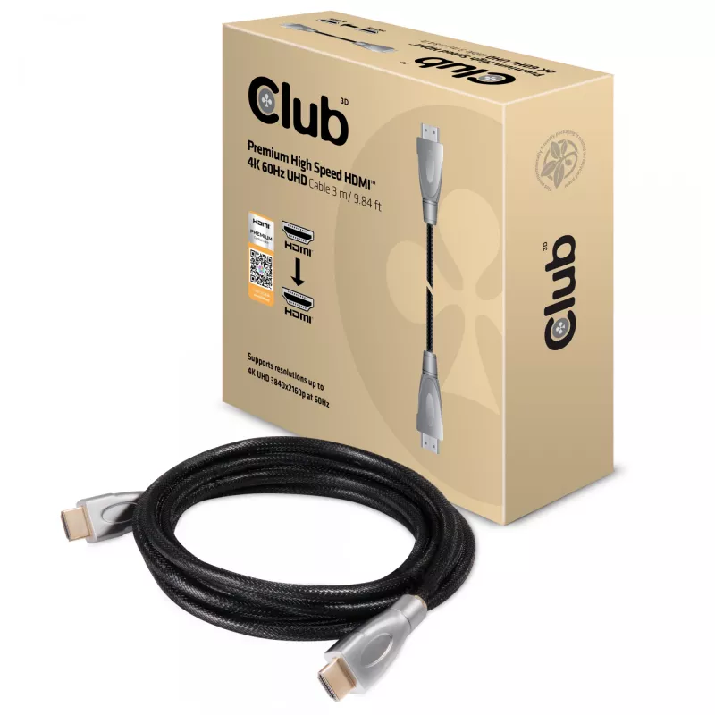 CLUB3D HDMI 2.0 Kabel 3 Meter UHD 4K/60Hz 18Gbps zertifiziertes Premium High Speed