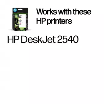 HP 301 2er-Pack Schwarz/Dreifarbig Original Tintenpatronen, Schwarz, Cyan, Magenta, Gelb, Pigmenttinte, 2 Stück, 170 Seiten