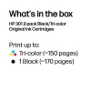 HP 301 2er-Pack Schwarz/Dreifarbig Original Tintenpatronen, Schwarz, Cyan, Magenta, Gelb, Pigmenttinte, 2 Stück, 170 Seiten