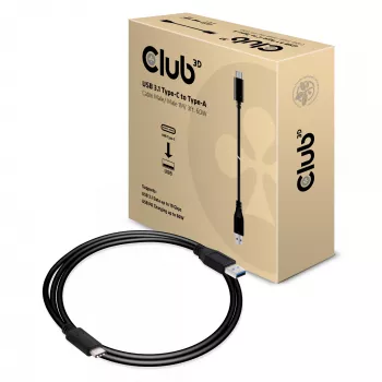 CLUB3D USB 3.1 Typ-C auf Typ-A Kabel 10Gbps PD 60W M/M 1m/3.28ft