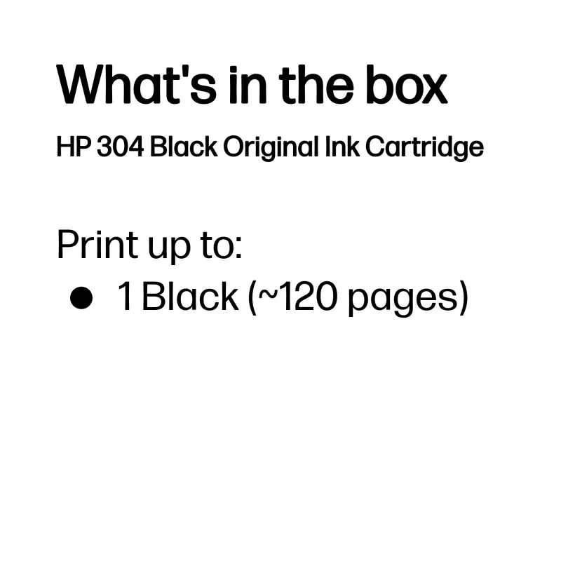 HP 304 Schwarze Original-Tintenpatrone, Schwarz, 1 St., 120 Seiten