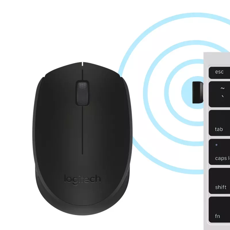 Kabellose optische Maus Logitech B170 RF, beidhändig, 3 Tasten, Schwarz, 10 m Reichweite, bis zu 12 Monate Akkulaufzeit