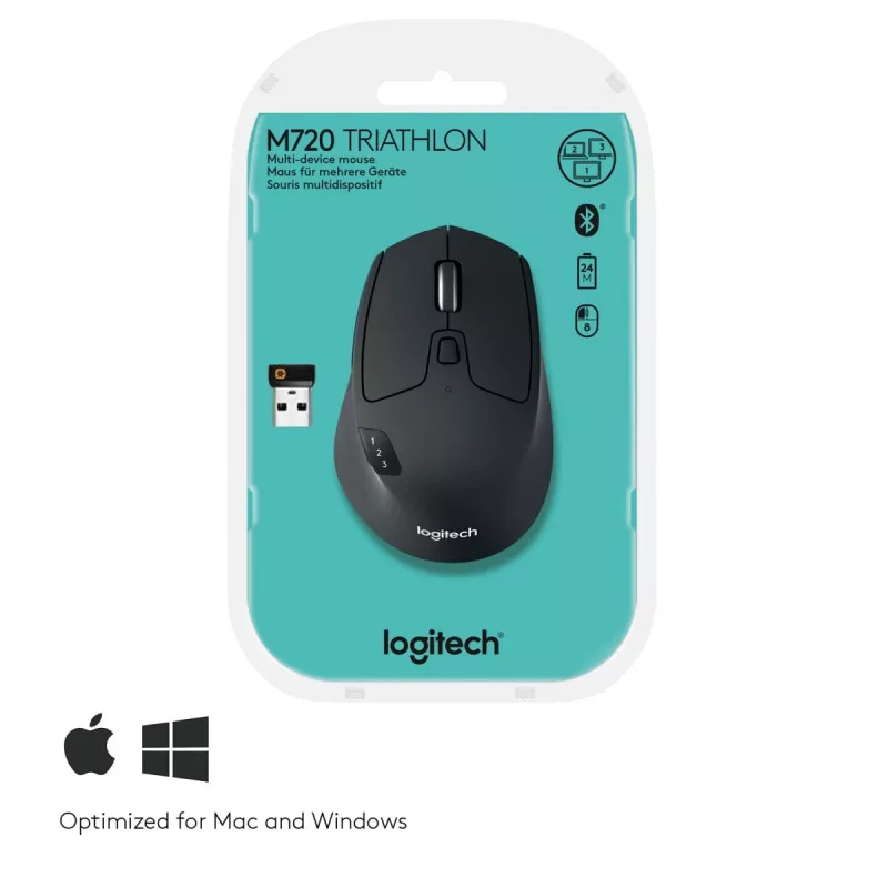 LOGITECH M720 Triathlon Multi-Gerät Funkmaus - Schwarz