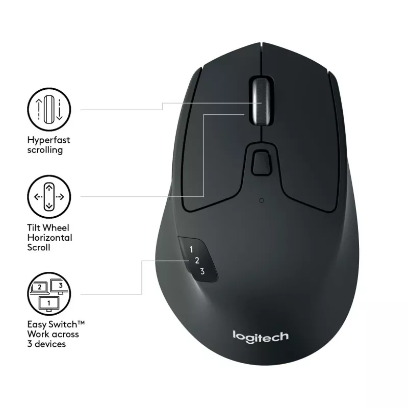 LOGITECH M720 Triathlon Multi-Gerät Funkmaus - Schwarz