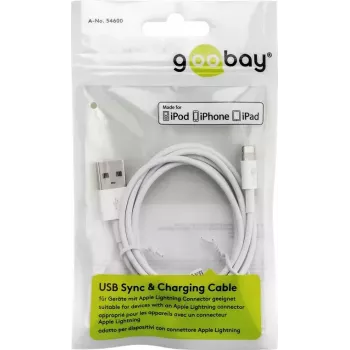 Lade- und Synchronisationskabel GOOBAY Lightning auf USB A 1 m, 5W / 1A, weiß