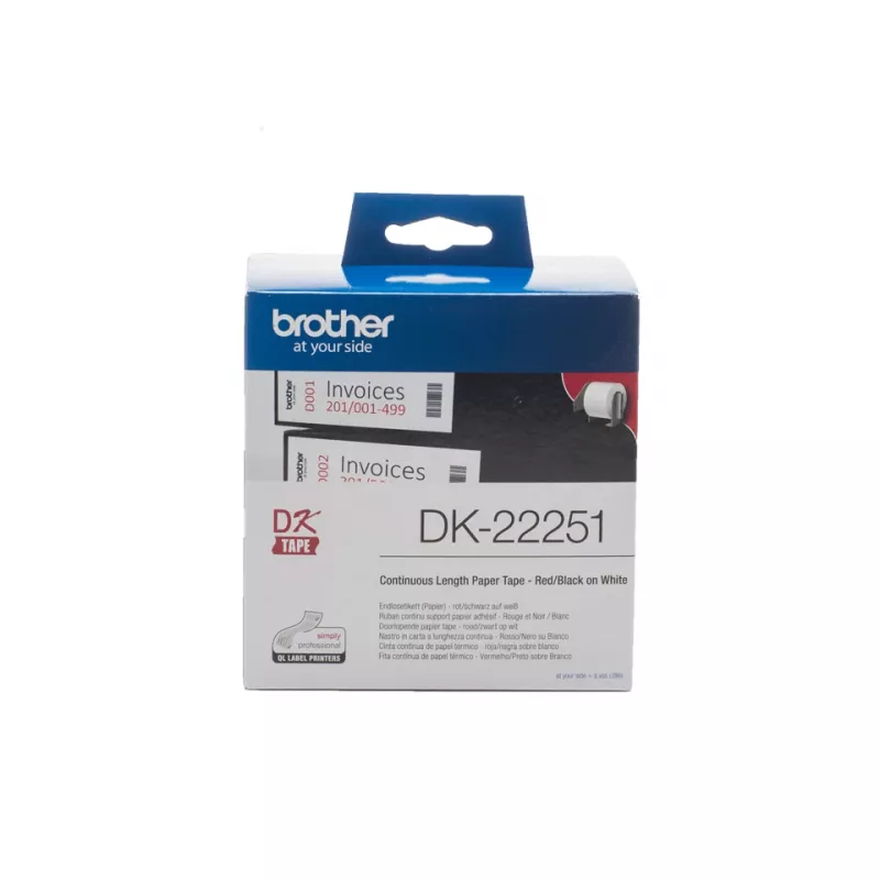 Brother DK-22251 Etikettenband, schwarz und rot auf weiß