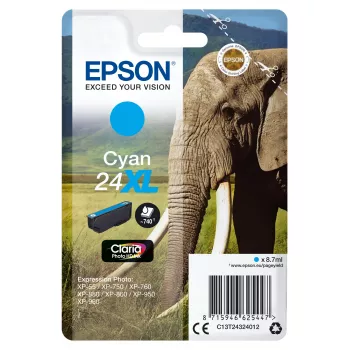 Epson Elephant Einzelpack Cyan 24XL Claria Photo HD Tinte