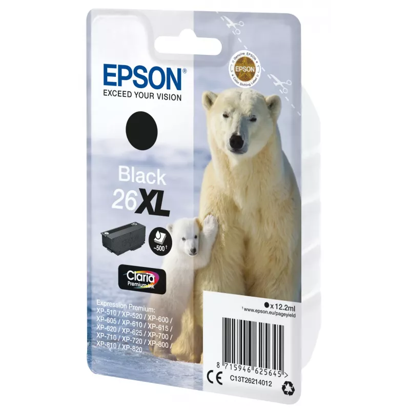 Epson 26XL Druckerpatrone Schwarz 500 Seiten Tinte C13T26214012