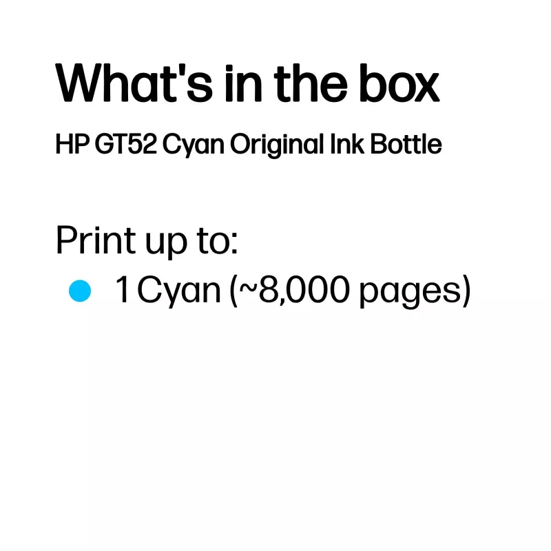 HP GT52 Cyan Original Tintenflasche