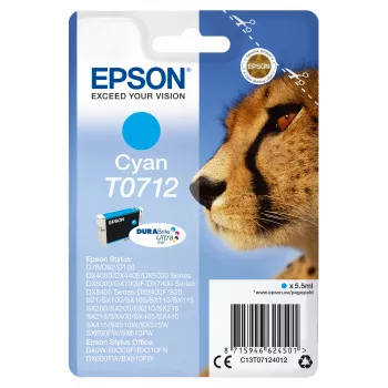 Epson Singlepack Cyan T0712 DURABrite Ultra Tinte, Standardreichweite, Cyan, 5.5 ml, 1 Stk.