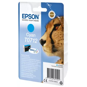 Epson Singlepack Cyan T0712 DURABrite Ultra Tinte, Standardreichweite, Cyan, 5.5 ml, 1 Stk.