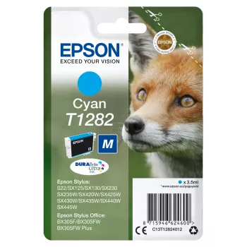 Epson Fox Singlepack Cyan T1282 DURABrite Ultra Tinte, Cyan, 3,5 ml, 1 Stk., 260 Seiten