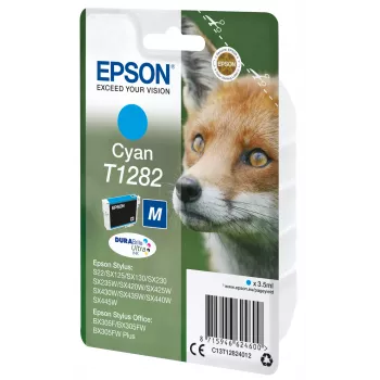 Epson Fox Singlepack Cyan T1282 DURABrite Ultra Tinte, Cyan, 3,5 ml, 1 Stk., 260 Seiten