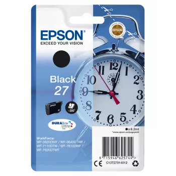 Epson Alarm clock Einzelpackung Schwarz 27 DURABrite Ultra-Tinte, Standardkapazität, Schwarz, Pigmenttinte, 6,2 ml, 1 Stk., 350 Seiten