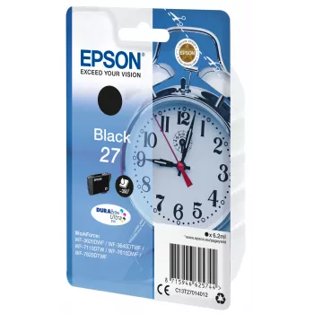 Epson Alarm clock Einzelpackung Schwarz 27 DURABrite Ultra-Tinte, Standardkapazität, Schwarz, Pigmenttinte, 6,2 ml, 1 Stk., 350 Seiten