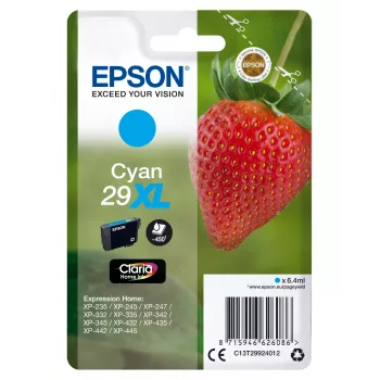 Epson Strawberry Singlepack Cyan 29XL Claria Home Ink, hohe (XL) Reichweite, Cyan, 6.4 ml, 1 St., 450 Seiten