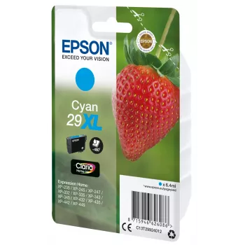 Epson Strawberry Singlepack Cyan 29XL Claria Home Ink, hohe (XL) Reichweite, Cyan, 6.4 ml, 1 St., 450 Seiten