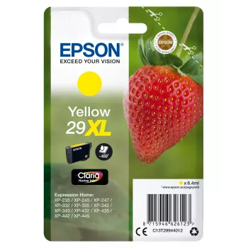Epson Strawberry Einzelpackung Gelb 29XL Claria Home Tinte, Hohe (XL) Reichweite, Gelb, Pigmenttinte, 6,4 ml, 1 Stück, 450 Seiten