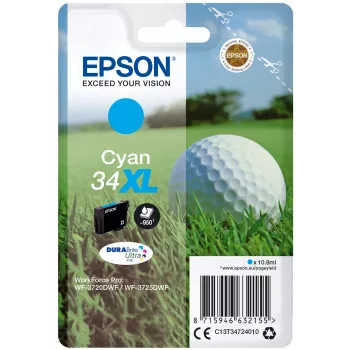 EPSON Tintenpatrone Singlepack „Golf“ Cyan 34XL DURABrite Ultra Ink 10,8 ml