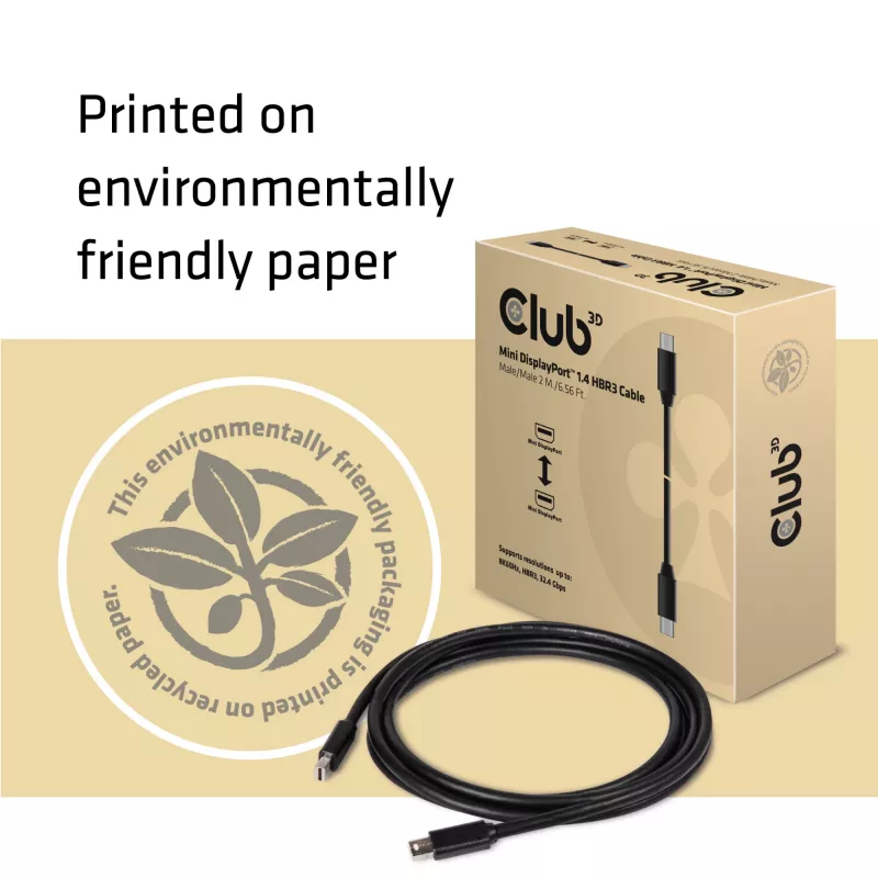 CLUB3D Mini DisplayPort 1.4 Kabel HBR3 8K60Hz Stecker / Stecker 2 m / 6,56 Fuß