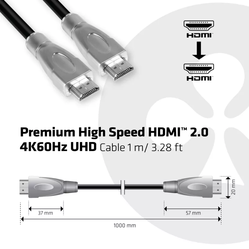 CLUB3D Premium High Speed HDMI™ 2.0 4K60Hz UHD Kabel 1 m / 3,28 ft