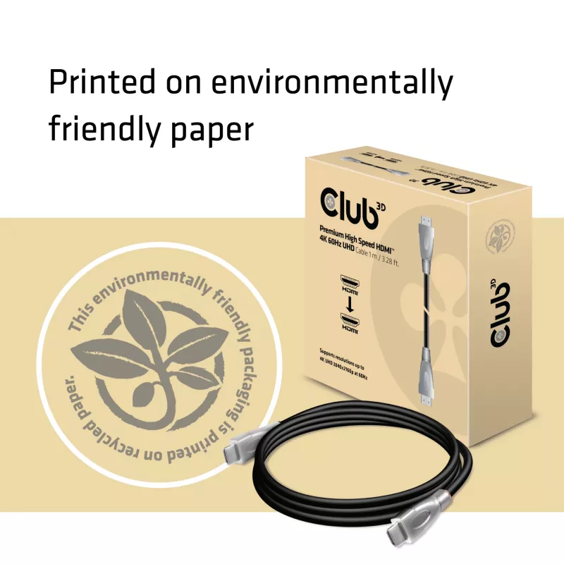 CLUB3D Premium High Speed HDMI™ 2.0 4K60Hz UHD Kabel 1 m / 3,28 ft