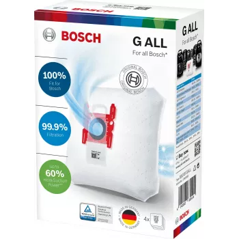Staubsaugerzubehör Bosch BBZ 41FGALL — 4 Staubbeutel und 1 Filter, Gewicht 0,14 kg, kompakte Verpackung