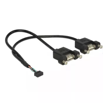 USB-Kabel DeLOCK 84832 USB 2.0 0,25 m 2 x USB A Schwarz