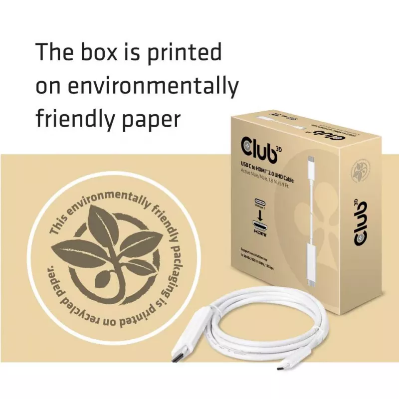 CLUB3D USB C auf HDMI™ 2.0 UHD Kabel Aktiv 1,8 m / 5,9 Fuß