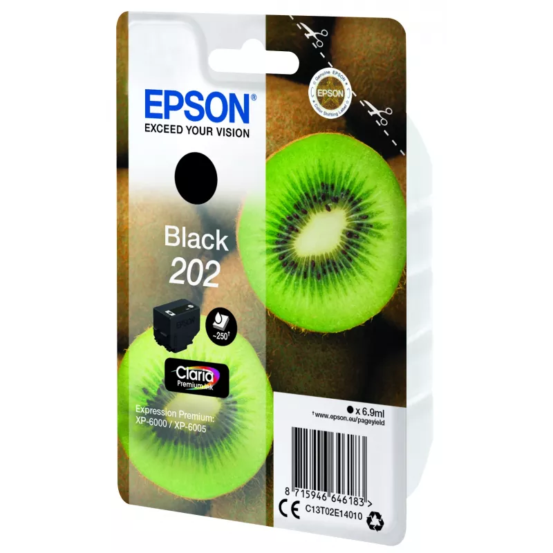 Cartridge EPSON Tintenpatrone Einzelpackung Kiwi Schwarz 202 Claria Premium Ink 6,9 ml